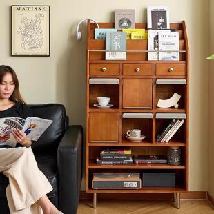 中古风实木斗柜客厅靠墙储物抽屉柜收纳柜沙发旁的书柜置物小户型