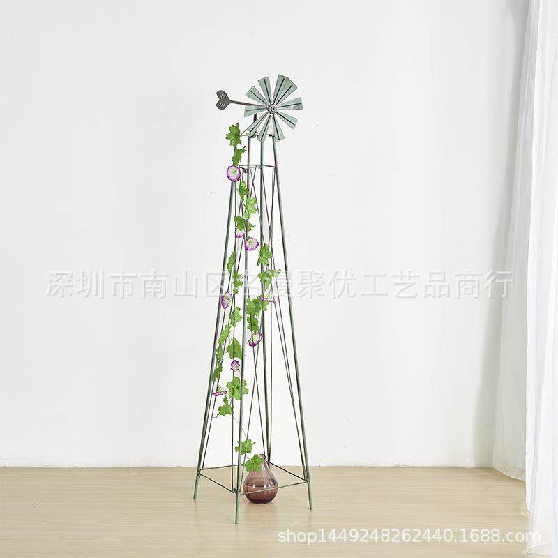 美式铁线莲爬藤花架铁艺转动大风车藤月爬架庭院别墅装饰