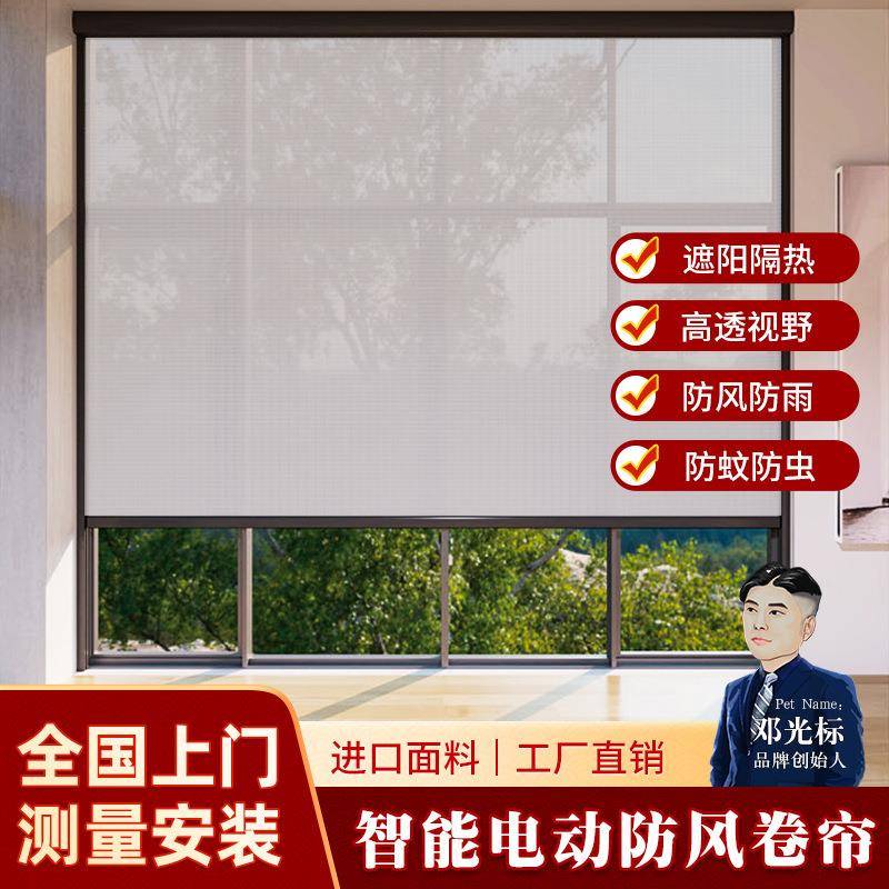 智能电动卷帘阳台隔热防晒户外窗纱帘防蚊虫挡雨隔断电动防风卷帘