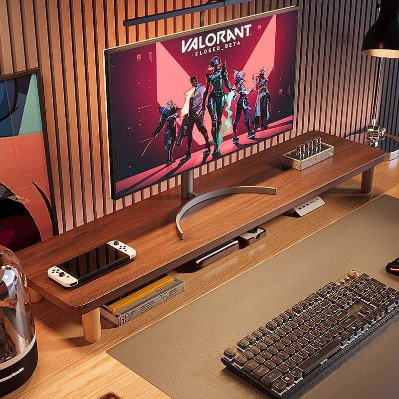 电脑桌置物架屏幕一字板增高架台式显示器桌面办公增高台加厚支架