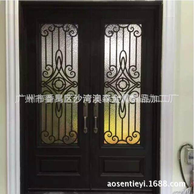 广东别墅铁艺进户门锻造铁门双开锻打入户门防盗安全平开门