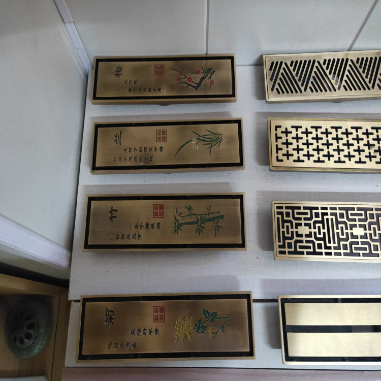 全铜长条地漏防臭盖 阳台淋浴房纯铜隐形嵌入式横纹自封深水铜芯