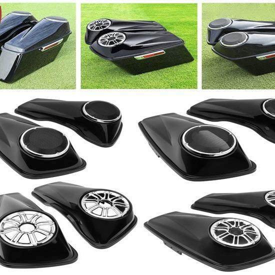 新款适用于哈雷大滑翔街道滑翔改装带音响喇叭黑色边箱盖