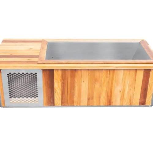 2024方形木制冰浴浴缸红雪松材质冷热浴桶不锈钢内胆泡沫保温盖