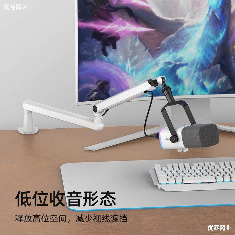 麦克风支架桌面悬臂低位万向旋转可调通用直播话筒架隐藏线槽BM88