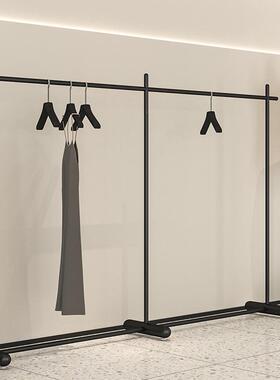 服装店挂衣架黑色铁艺落地衣服陈列架网红女装店专用货架展示架