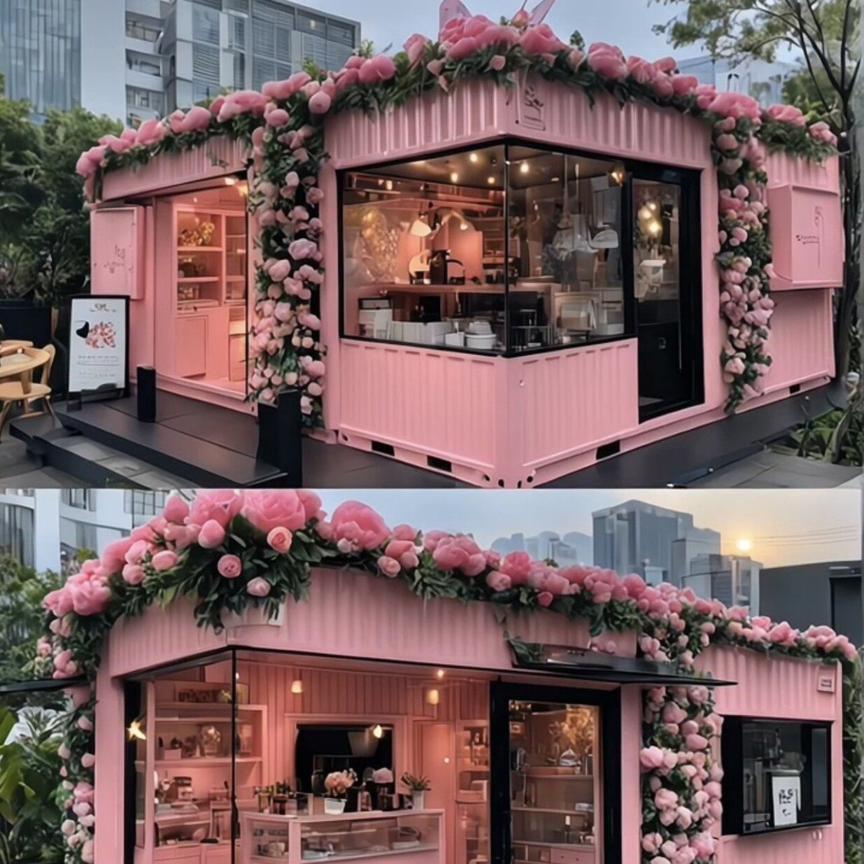仿真玫瑰集装箱外墙面装饰壁挂花束网红玫瑰花墙拍照打卡摄影背景