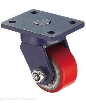 万向轮工业脚轮3寸加重型铁芯聚氨轮红色PU万向脚轮移动设备车轮