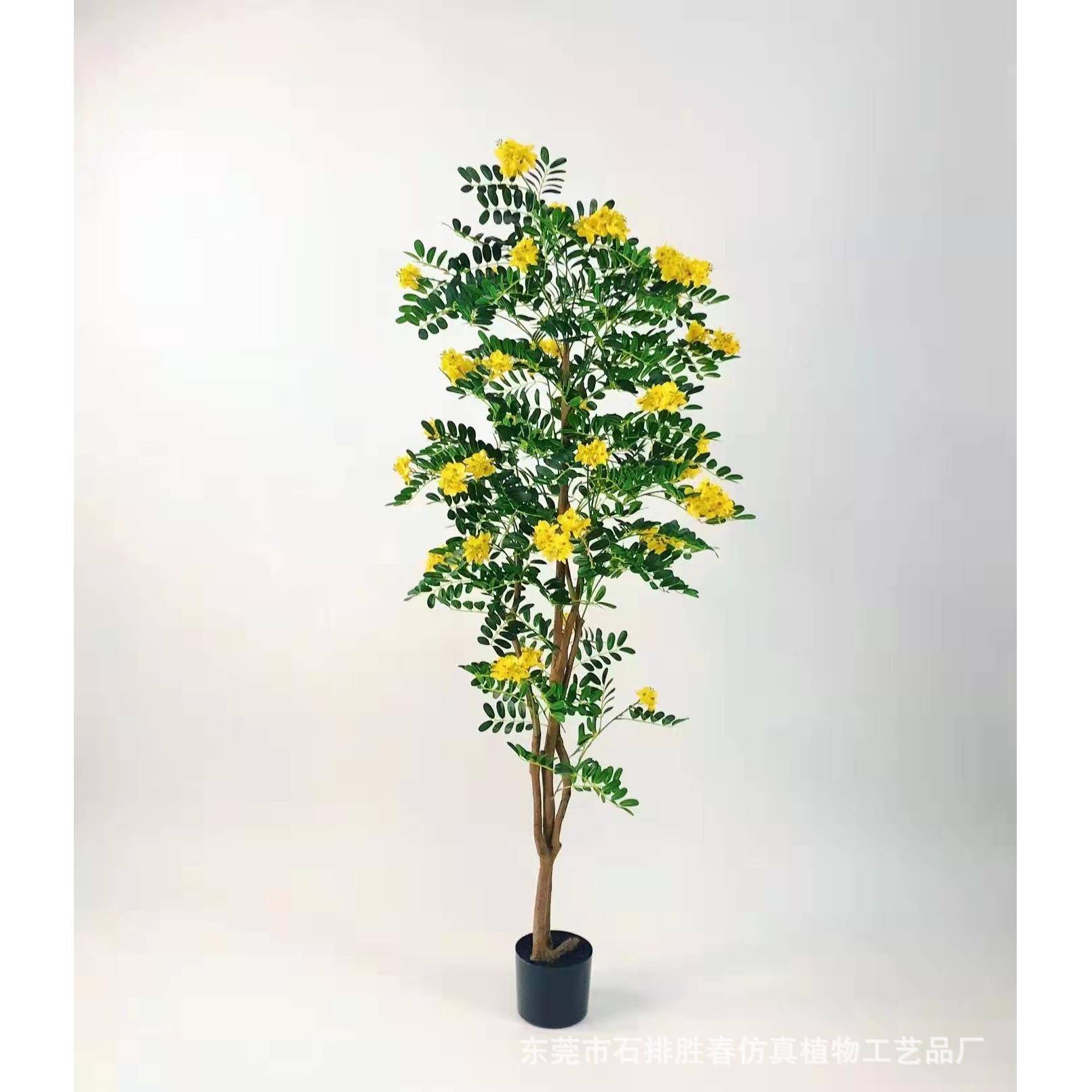 仿真黄槐花树黄花叶槐花树叶槐树园林工程造景家居装饰仿真绿植