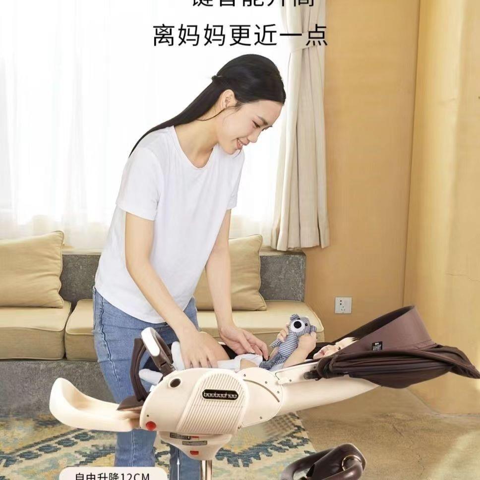 宝宝好V21高景观可平躺溜娃推车遛娃神器折叠双向大轮避震推车