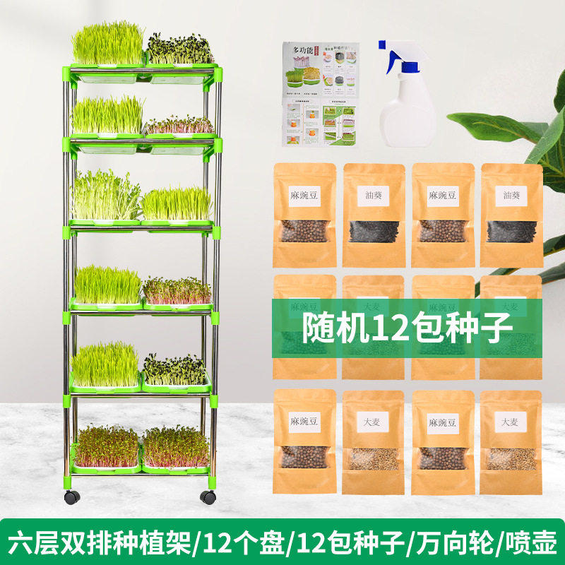6层育苗盘架双层加密盘纸上种菜无土栽培蔬菜多功能种植育苗架