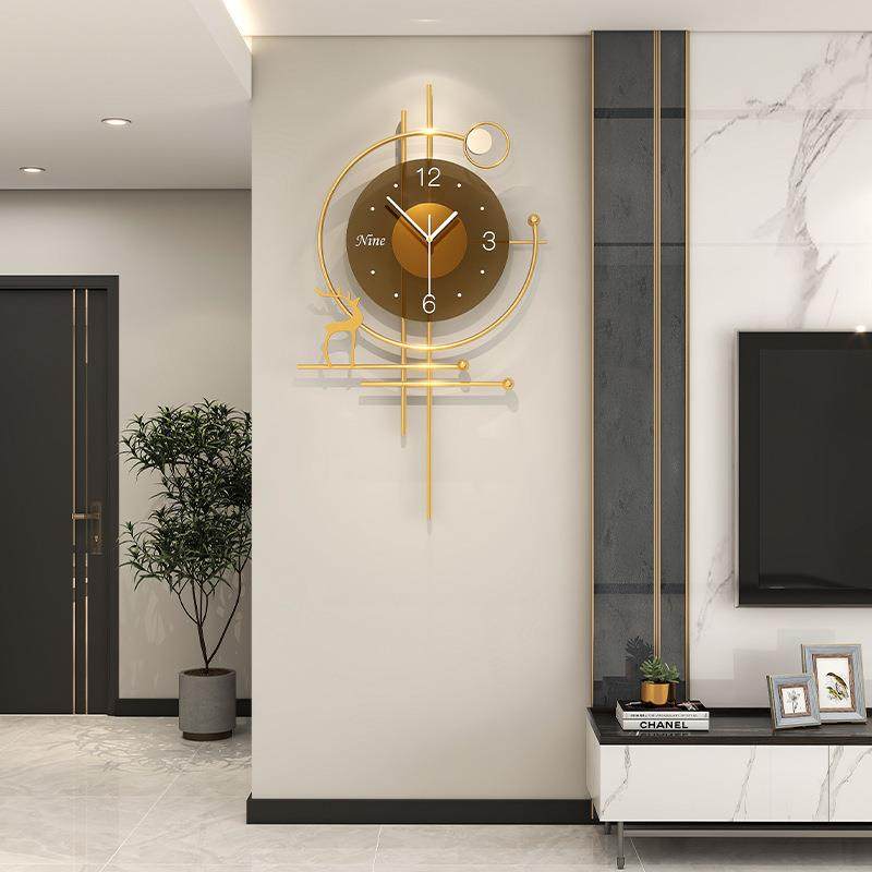 挂钟轻奢高级感现代简约家用装饰时钟挂墙时尚创意客厅钟表免打孔
