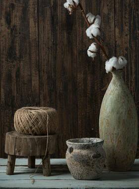 f影cfty润家F87J9JHS家x居现货小圆凳裂纹小凳子摆件木质工艺品摄