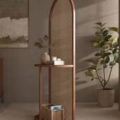 日式 藤编屏风隔断客厅入玄985卧关室中古动置物架可移现代简约复