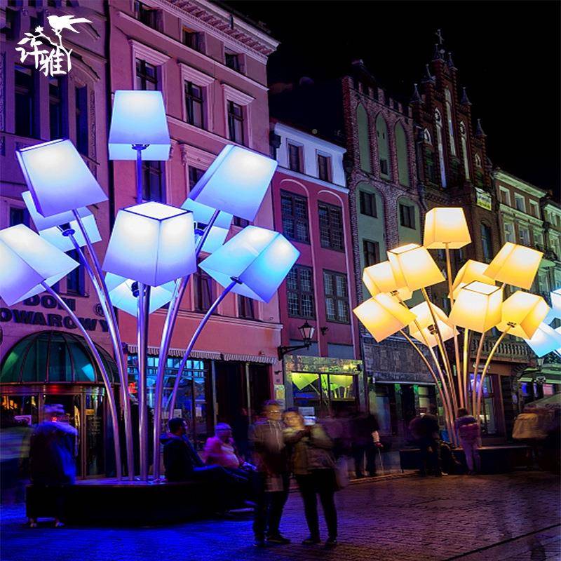 户外七彩变色饰盒子景观灯商业广场公园光XY-92304节休息灯亮区座