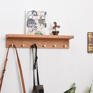上黑胡桃带铜隔挂钩玄关ali 7103实木板墙置物架壁挂板L型木上墙