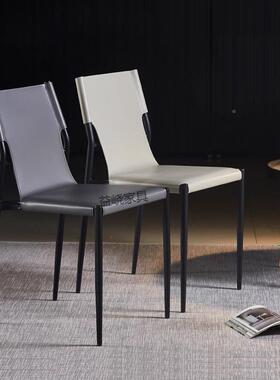 艾式森朗特意极简餐椅家用马鞍厅皮椅设计餐师靠背酒店叠KJZ放餐