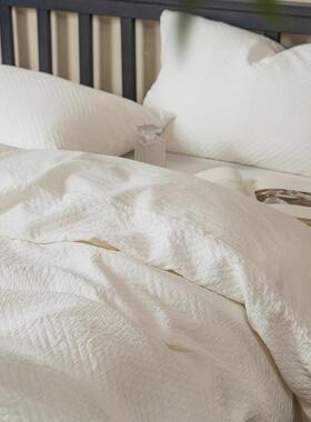 A婴儿级Z3P40227无漂染纯棉原棉风四件套宿纯白色民酒店简约床品