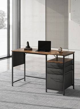 办LQL办公桌带储物带抽屉的电脑桌47英寸屉个公桌带2抽和架子