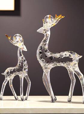 意家居招财YAG鹿件一轻奢高档玄对关客厅酒柜摆电视创柜办公室装