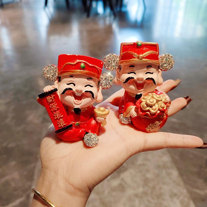 钱袋镶钻中控汽932摆件装饰品财爷源滚车滚高颜值车台载创意包邮