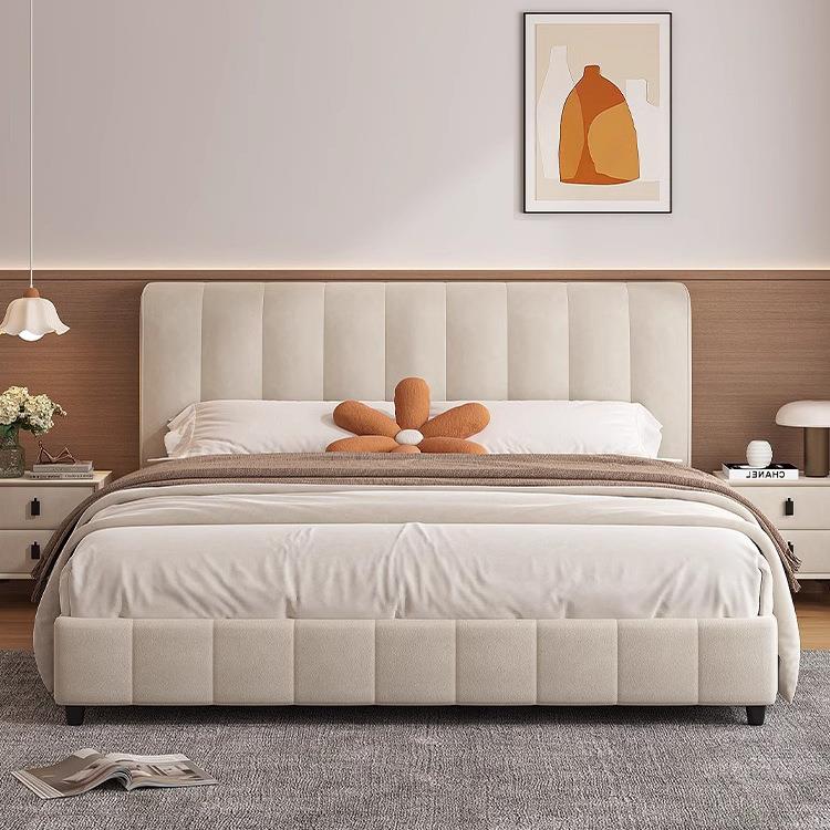 油风KVK软包布艺主卧奶床1米8现泡代简约1.5米双人床架皮床大芙床