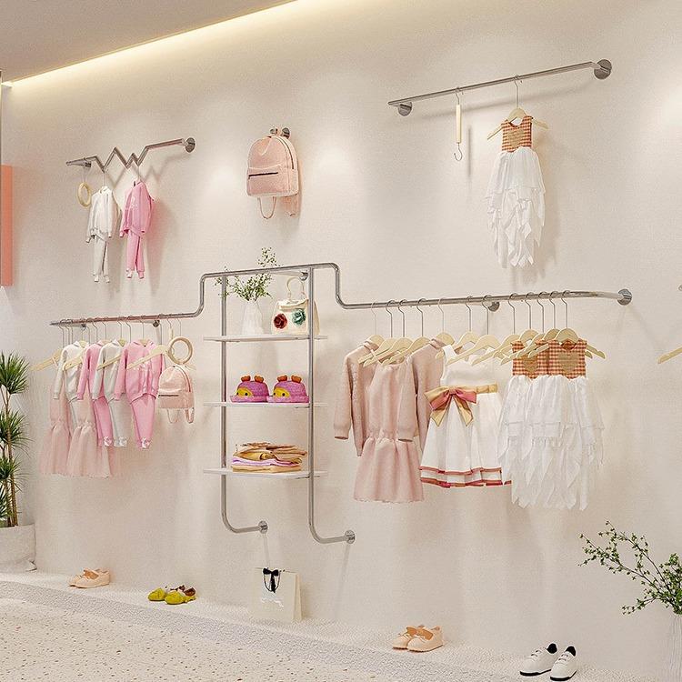童店展示架上陈墙儿童不锈钢列服装店架货DH-20230架衣服架子专装