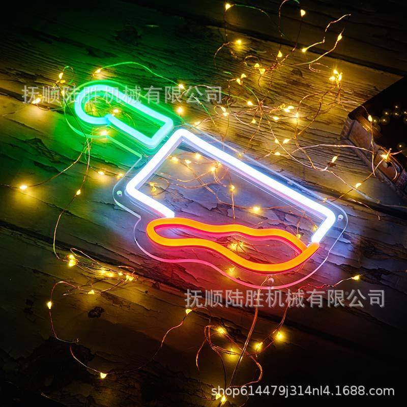 万圣NEON1节2霓虹灯发光字装饰1l灯带led广告牌酒吧墙v字母ogo造