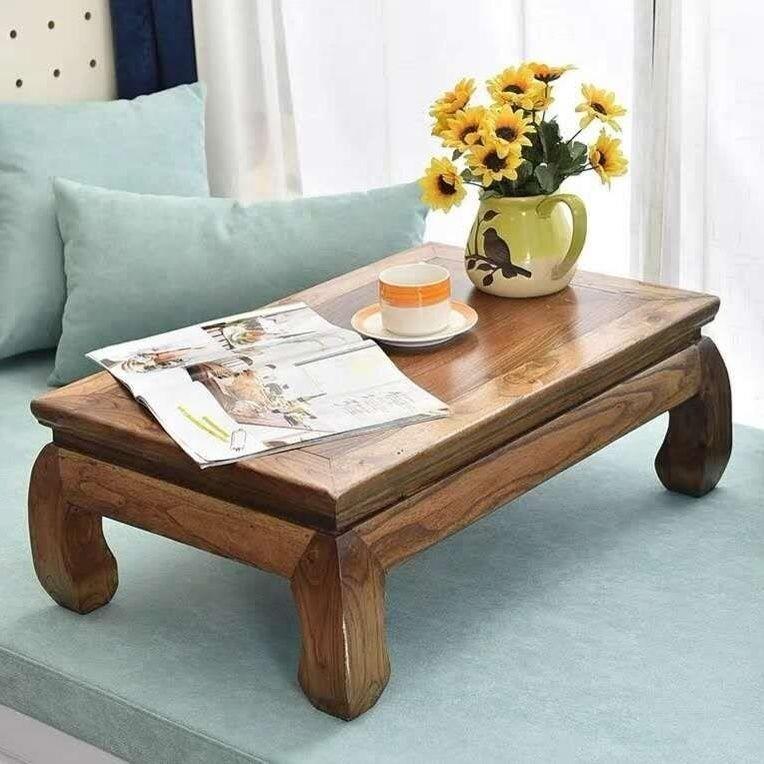 全KUT实木炕桌老漆榆木免擦窗蜡炕几矮桌茶桌榻榻米中飘式桌吃饭