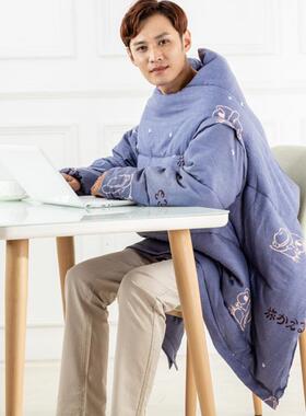 懒人被子多踢功能儿带袖抱枕玩机袖可拆手童防被办公室午休DJ008