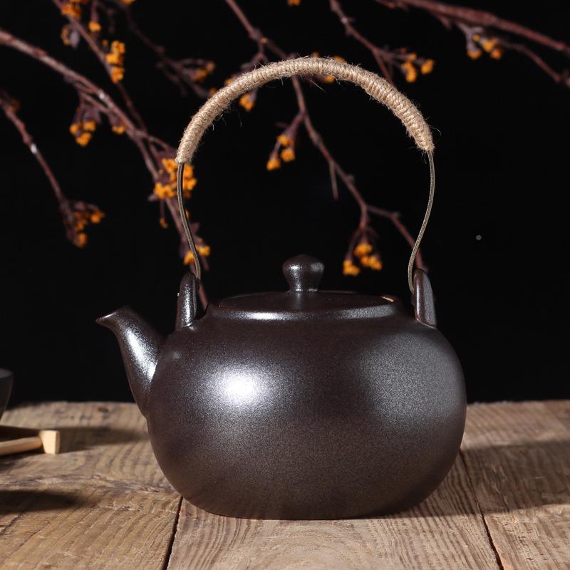 黑色陶壶烧水壶煮水壶泡茶壶提梁壶电炉高温壶具耐陶工TH茶厂直销
