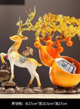 树cXc中式招财鹿件创意石来运转发面财装饰品办公室桌摆NBV好物高