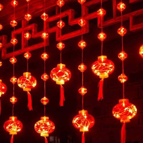 新年灯笼氛围灯福字窗帘灯led彩灯闪灯串灯家用过年春节装饰户外