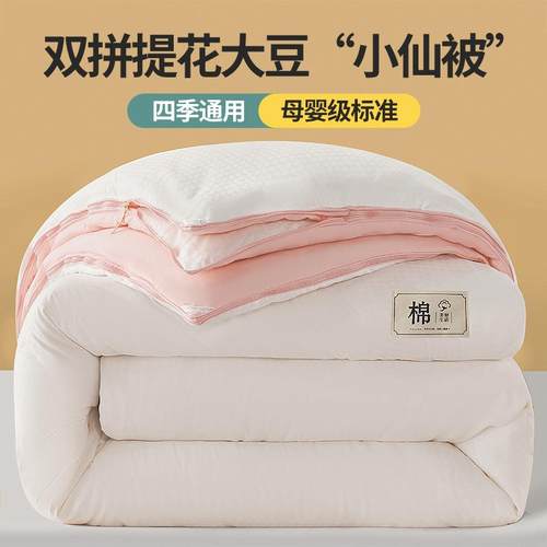 原棉大豆纤维被加厚冬被子二合一拉链款子母被芯双拼提花春秋被
