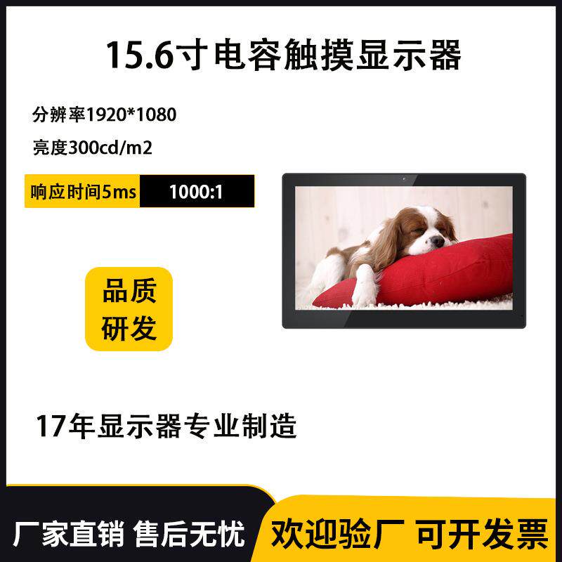 15.6寸电容触摸显示器1080P多点触摸显示屏商业点歌点餐查询机