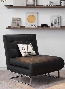 fLE单人折叠休闲椅坐卧两用沙发床黑色沙发椅阳台躺椅复古奶油风