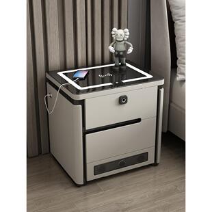 智能床头柜轻奢简约现代烤漆2023新款多功能创意带灯一体无线充电