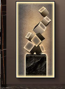 入户对门玄关画挂画客厅抽象艺术壁画过道走廊现代轻奢发光装饰画