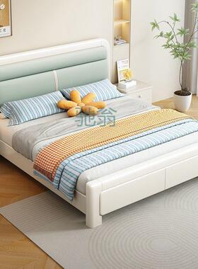 FN6轻奢奶油风实木床1.8米双人软包床1.5米北欧现代简约家用主卧