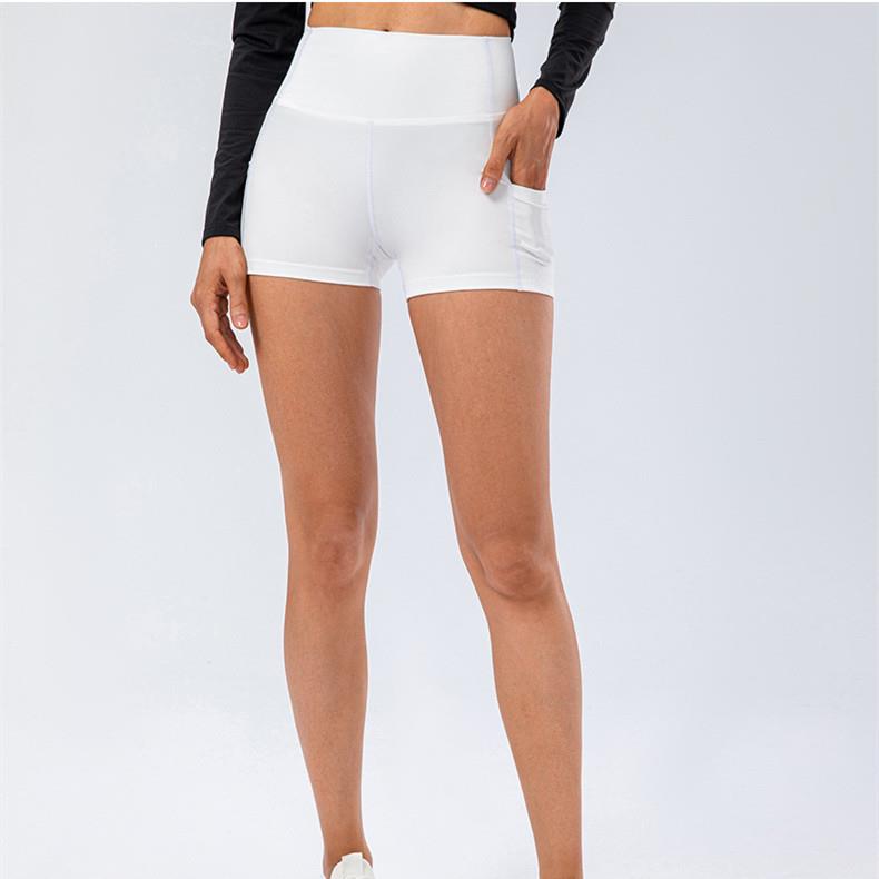 裸感舒适口袋瑜伽裤运动短裤健身服高腰三分裤安全裤打底裤防走光