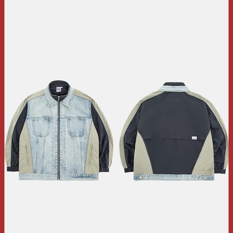 XXZXX拼接牛仔外套男女纯棉夹克上衣潮牌童装亲子装 春季新款5105