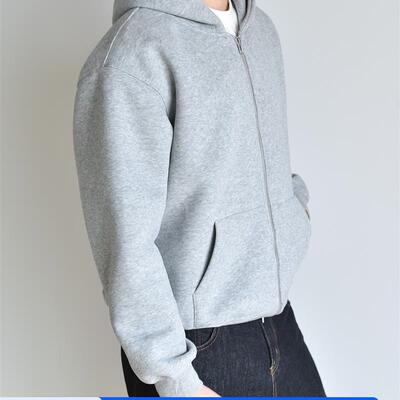 Boxy短款重磅800G拉炼连帽卫衣秋冬厚外套男高级开衫