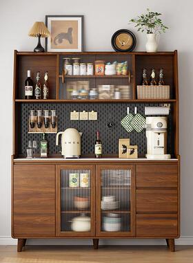 墙实餐边柜靠一体储物ECH柜层多功能酒柜收纳柜新中式茶水木柜橱