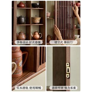 洪林坊北宋式美学壁博古架JVN实木挂茶室上博古架美黑墙胡桃木多