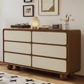 Y床la实木斗柜法式 复古卧室储物柜斗墙柜客厅靠餐边柜XCB中尾古奶