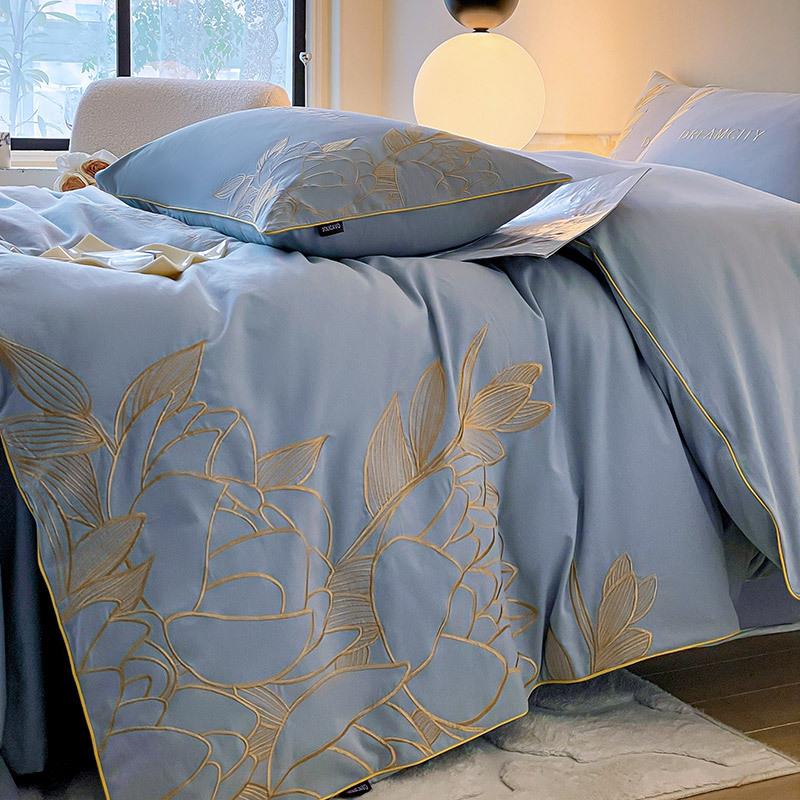 母级A类全磨毛四件套纯棉花卉被套被棉梳子婴刺CLP绣秋冬加厚精棉