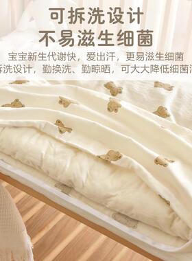宝宝秋冬加厚暖棉花床垫新生棉儿纯纱布褥婴子幼儿园儿童保床OUM