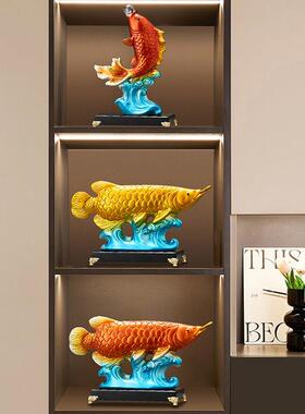 年年有余办公室创意电锦鲤鱼招摆件玄关酒ZFD柜视柜鱼如得财水装