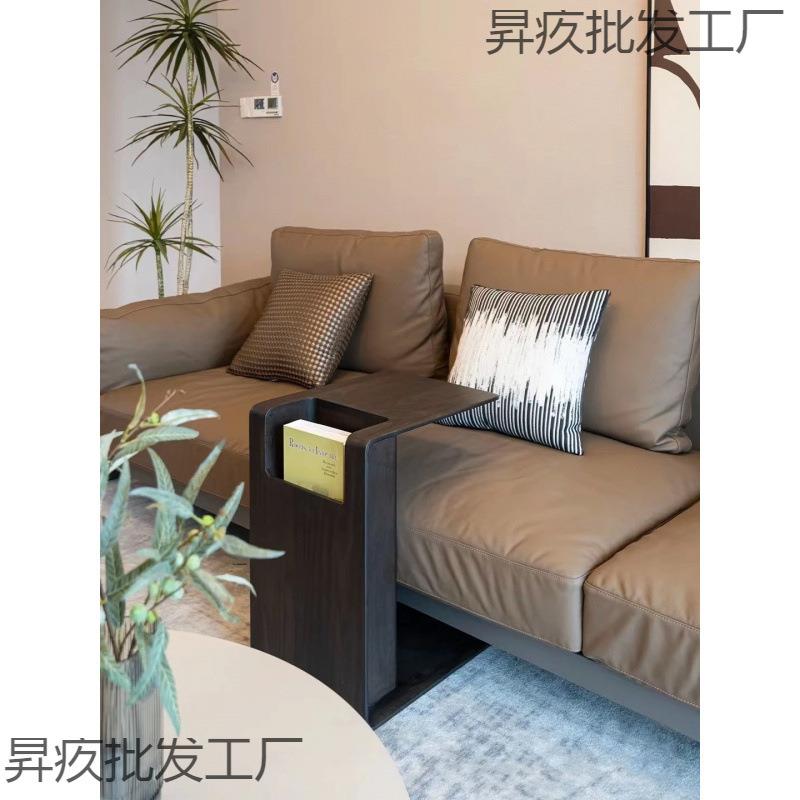 极简白蜡木木边几中式可移动储物角几意式小茶几沙IWJ发实边柜卡