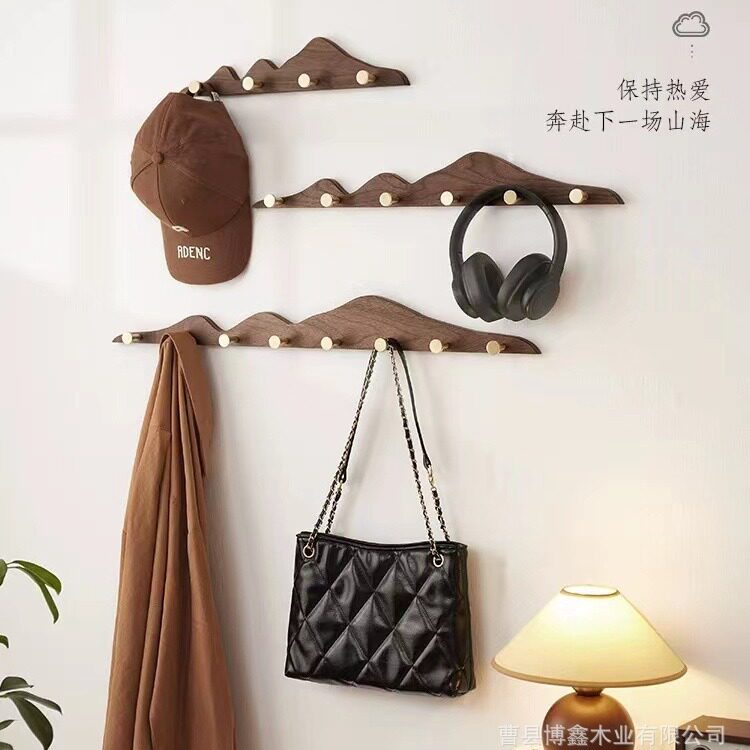 木质试衣间长排衣帽钩家用玄